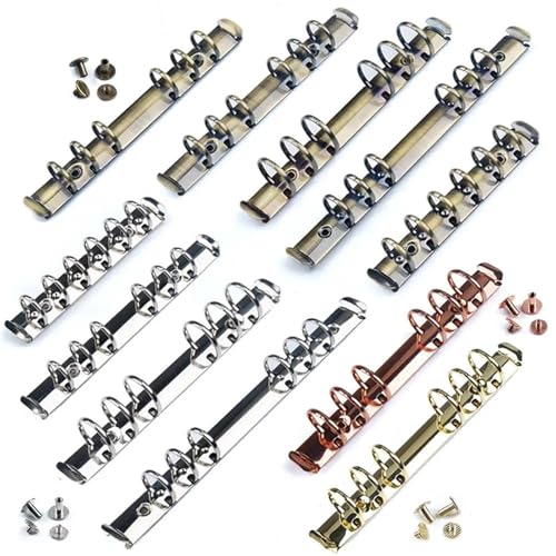 A5 ring binder Metal Loose Leaf Ring Binder Mechanism 8 Pieces Refillable Binding Hoops Spiral Clip A6 A7(Rose Gold-25mm)