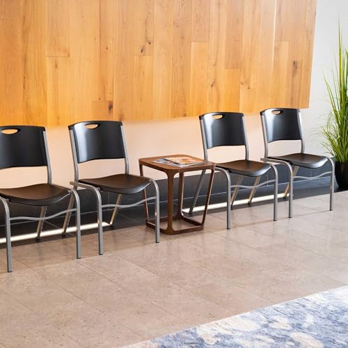 LIFETIME Stacking Chair, 4-Pack, Black Seat with Silver Steel Frame, Durable Commercial Seating