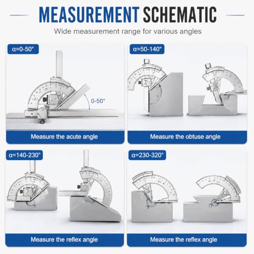 YZHYY Angle Protractor, 0-320° Accuracy 0.02° with Storage Box