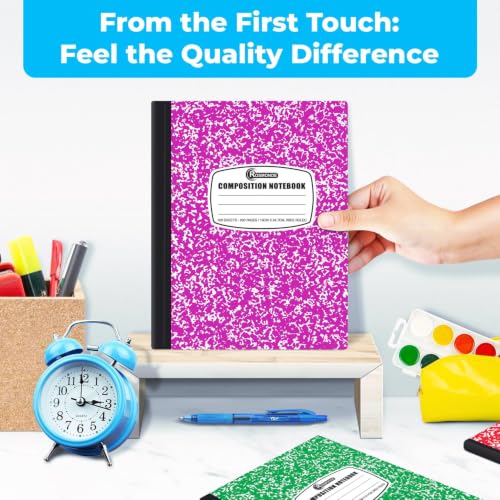 Rosmonde 100 Pack Composition Notebooks Bulk Wide Ruled, Bulk Color Marble