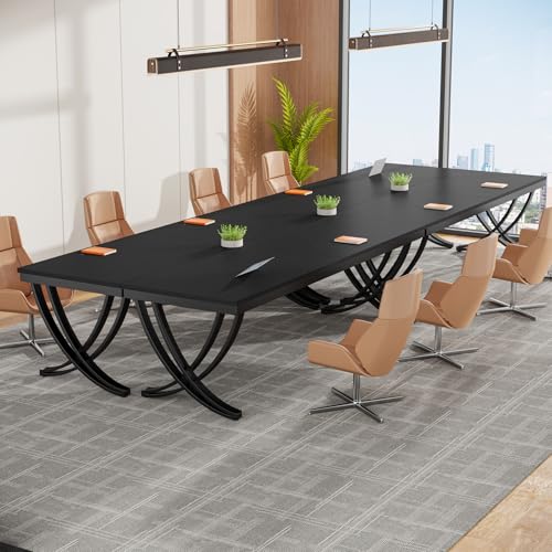 Tribesigns 6.5FT Conference Table for 6-8 People, 78 inch Long Rectangular Seminar Table with Strong Metal Frame, Business Furniture Boardroom Desk for Office Meeting Conference Room (1PC, Black)