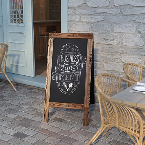 EMMA + OLIVER Torched Brown 48x24 Deluxe Magnetic Chalkboard Set