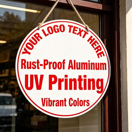 Custom Round Metal Signs Outdoor, 40x40 Inch Personalized Signs for Business, Rust Free Aluminum, UV Ink Printing, Durable/Weatherproof