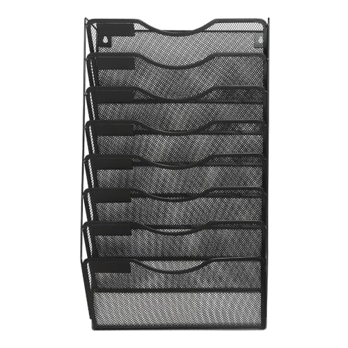 File Organizer 8 Tier Magazine Storage Rack, Wall Pocket File Holder, Mail Organiser Desk