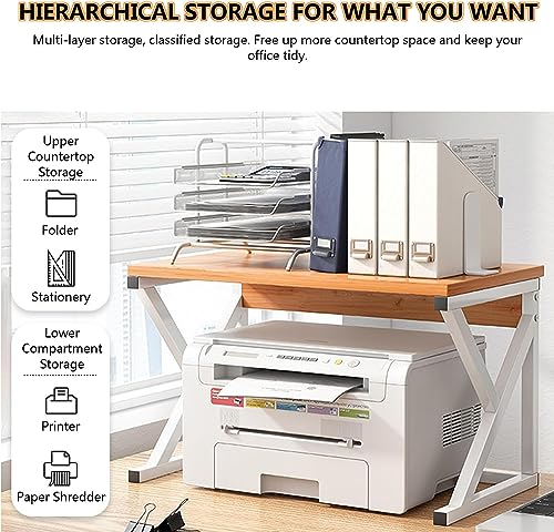 PXIWDAN Printer Stand Desktop Printer Stand Desk Organizer Storage Shelf for Fax Machine Scanner Files Books for Office(C)