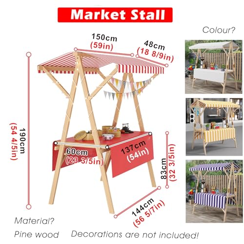 WLCGYD Red Detachable Vendor Booth Display Items, Lightweight Wood Retail Booth Kiosk, Outdoor Event Tent for Market Patio Garden, Flower Market Display Stand, Easy Assembly(120x60cm/47.2x23.6in)