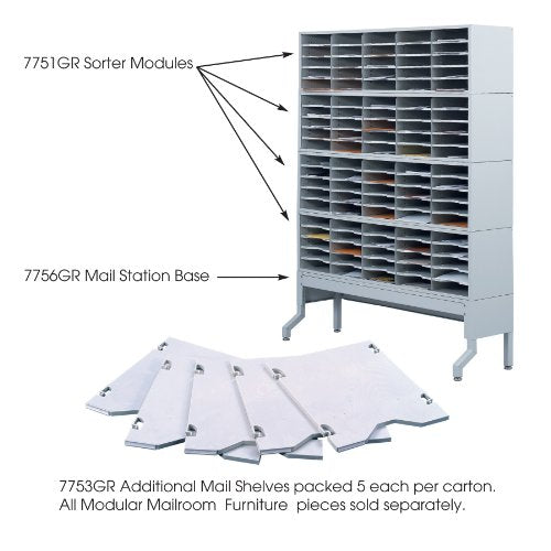 Safco 7753GR E-Z Sort Mail Station Additional Mail Trays for use with Sorter Module, Sold Separately, Gray