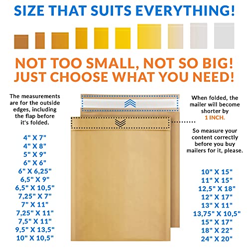 ABC PACK & SUPPLY Kraft Bubble Mailer, 7.25 x 11 Inches, Natural Brown Padded Envelopes Self Seal, Tear Resistant, 200 Pack, Paper Shipping Envelopes