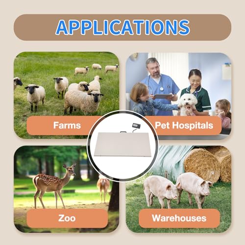 mignonnememe 660lbs Livestock Scale Shipping Scales Large Platform 40.7" x 20.86" Stainless Steel Vet Animal Scale Electronic Postal Shipping Scale for Packages/Dog/Postage/Luggage, Silver