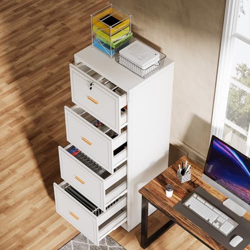 Tribesigns 4 Drawer File Cabinet with Lock, Filing Cabinets for Home Office
