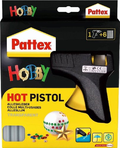 Pattex Hot Glue Gun, Hobby Starter Set for Creative DIY, 1 x Glue Gun and 6 x Glue Hot Sticks