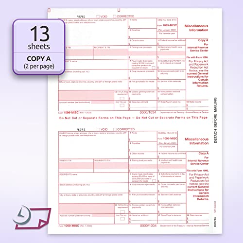 NextDayLabels 1099 MISC Forms for 2025, 4-Part Tax Forms, Vendor Kit of 25 Laser Forms, 3 1096 and 25 Self-Seal Envelopes, Designed for QuickBooks and Other Accounting Software