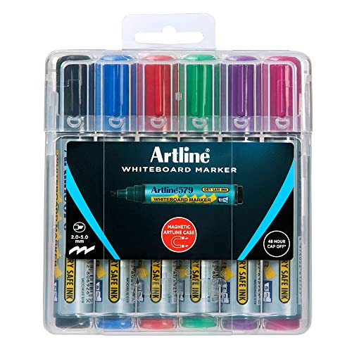 Artline 579 Whiteboard Markers Assorted 6 Pieces