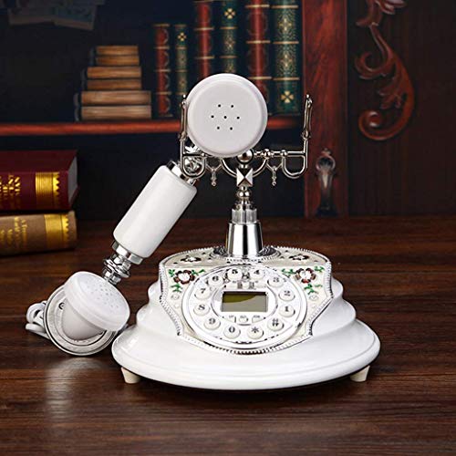 QUANGJN Phone European Telephone Retro Old Villa Antique Telephone Home Wired Landline New Mahogany Metal Bracket Leather Rope