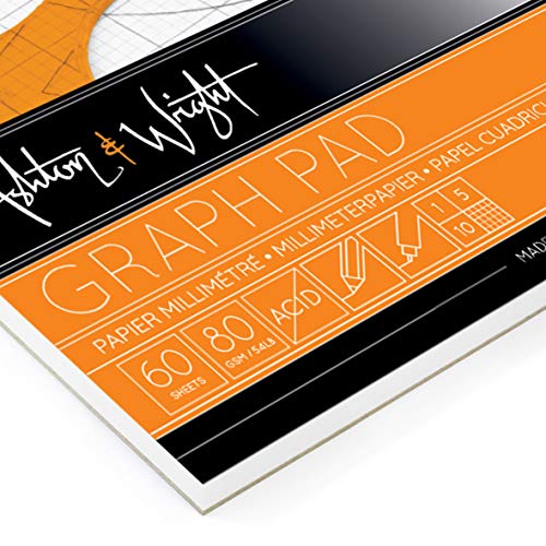 Ashton and Wright - A4 Grey-Grid Graph Pad - 80gsm Paper - 60 Sheets - Pack of 2