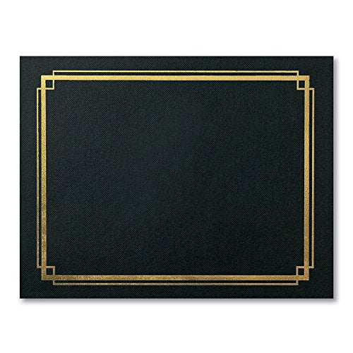 PaperDirect Black Certificate Jackets - Pack of 50, 9.5 x 12, Gold Double Foil Border - Perfect for Diplomas, Employee Recognition, Volunteer Appreciation, Award Ceremonies, Birthdays