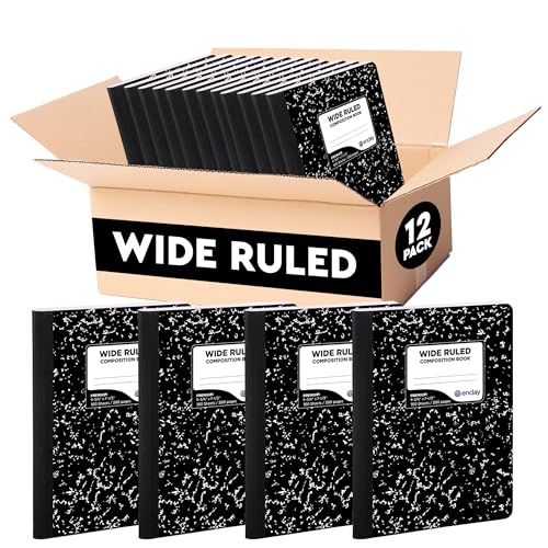 Enday Marble Composition Notebook Wide Ruled (12 Pack) 100 Sheets