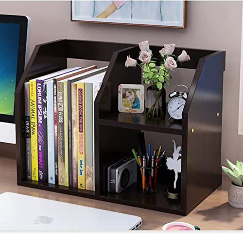 UINGBPXT Bookcase Adjustable Wood Desktop Bookshelf Free Style Office Storage Rack Wood Desk Organizer Display Shelf Countertop Bookcase High Capacity, 40*20*35cm
