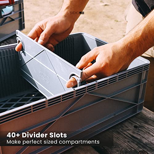 SIDIO Starter Pack, HD Stackable Storage Bins with Lids & Dividers, Black