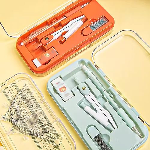 maths set protractor set8 Pieces Compass for Geometry Math- Student Supplies Drawing Compass, Protractor, Rulers, Pencil Lead Refills, Pencil, Eraser for Students and Engineering Drawing Compass Set (