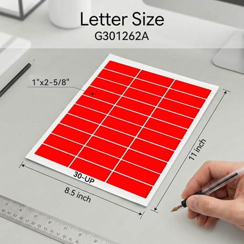 Gemsroyal Printable Colored Address Labels 1”×2-5/8",Neon Mailing Stickers