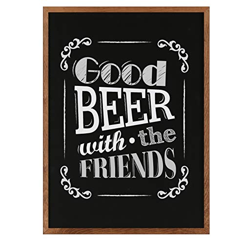 M&T Displays Slide-in Wood Frame with Double Sided Chalkboard for Ad Frame for Restaurant, Store, Office, Wedding, Party, Event, Home (Dark Wood, 23.40x33.10)