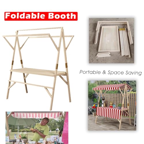 WLCGYD Red Detachable Vendor Booth Display Items, Lightweight Wood Retail Booth Kiosk, Outdoor Event Tent for Market Patio Garden, Flower Market Display Stand, Easy Assembly(150x60cm/59x23.6in)