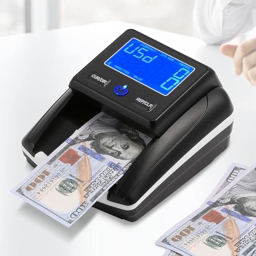 ERICAT Counterfeit Money Detector, Money Counter Machine with LED Display Screen, Accurate Detection and Save Time Counting Your Money, Small Footprint and Lightweight, Great for Bills and Passports