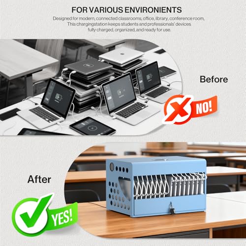 POCHAR 16-Device Charging Station for Classroom, Fully Assembled