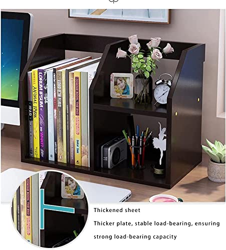 UINGBPXT Bookcase Adjustable Wood Desktop Bookshelf Free Style Office Storage Rack Wood Desk Organizer Display Shelf Countertop Bookcase High Capacity, 40*20*35cm