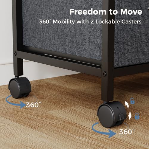 DUMOS 3 Drawer Mobile File Cabinet, Space Saving Rolling Printer Stand