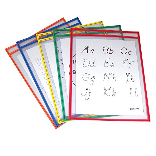C-Line Reusable Dry Erase Pockets, 9 x 12, Primary, 25/PK (40620)