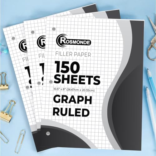 Rosmonde Loose Leaf Paper Bulk, 13500 Sheets, 90 Pack, Quad Ruled Sheets