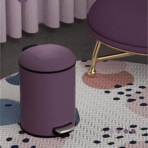 NOLLAM Bote Fog Purple Trash Can w/Lid Stainless Steel Foot-Operated Waste Paper Basket Blocking Smell Indoor Garbage Can for Hotel/Home/Bedroom/Kitchen Kitchen Office
