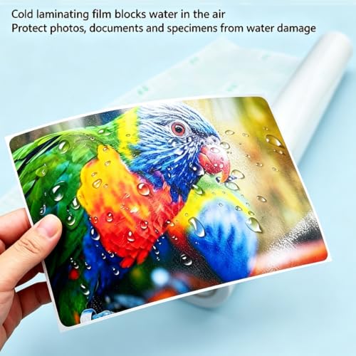 INTBUYING Matte Cold Laminating Roll Film Cold Lamination Film Self-Adhesive Anti-Bubble 25In x180In 3Mil Thick Laminate Roll for Office School