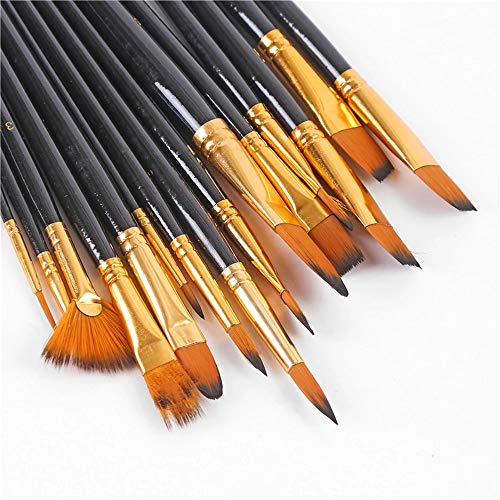 UOHLCX HBJWOV 15 Pcs Paint Brush Set Oil Watercolor Gouache Painting Carrying Case Palette and Sponge Art Supplies Stationery(E)