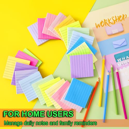 (72 Pack) Lined Sticky Notes 3x3 in,Bright Notepads with Lines