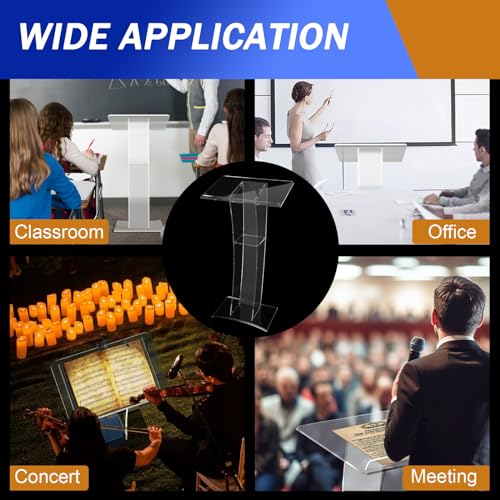 Acrylic Clear Podium, Plexiglass Pulpit School Conference Church Curve Lectern, for Church School Conference Plexiglass Events Hotel Party Rally
