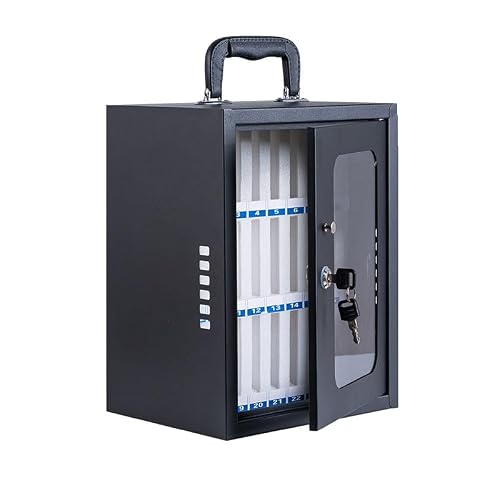 Cold Rolled Steel Pocket Chart Storage Cabinet, Classroom Cell Phone Storage Cabinet w/Portable Handle, Key Lock & Handwritten Tags,Cell Phone Storage Station Lockers for Office School Factory