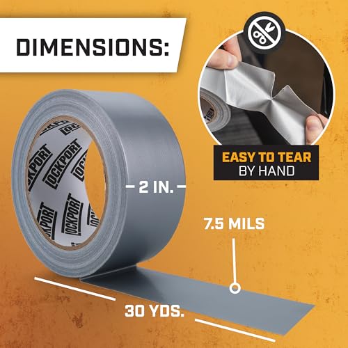 Lockport Silver Duct Tape - 6 Roll Multi Pack - 90 feet x 2 Inch - Strong Duct Tape Heavy Duty - Waterproof - No Residue - Bulk Value - Easy Tear - Industrial Use - DIY Home Repair