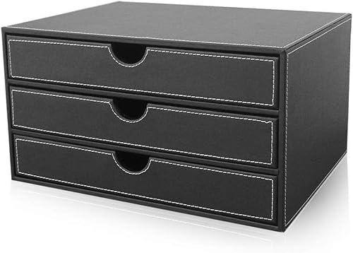 JDXQBLD Office Filing Storage File Cabinets Office Desktop Cabinet Paper Sorter Cupboard 3 Drawers 330 * 250 * 180,Black
