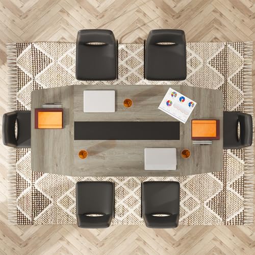 Tribesigns 6FT Conference Table, 70.86L x 35.43W x 29.52H Inches Boat Shaped Meeting Table, Industrial Grey Seminar Table for Office Meeting Conference Room