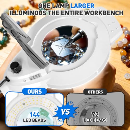 KIRKAS LED Magnifying Lamp with Clamp, 2,200 Lumens Dimmable 28in 12X