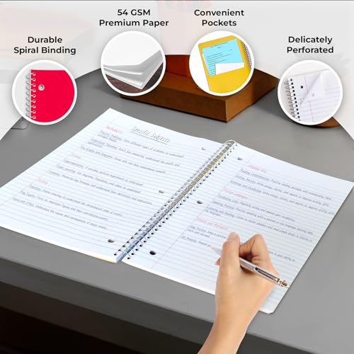 Rosmonde 3 Subject Notebook College Ruled, 6 Pack, 150 Sheets (300 Pages)