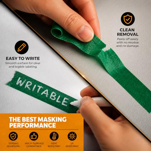 WOD Colored Masking Tape, Black, 4 inch x 60 yds. Colorful Teacher Painters Tape for Fun DIY Art & Crafts, Lab Labeling, Writable & Classroom Decorations