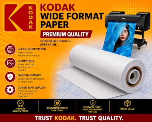 Kodak Wide Format Paper 36" x 300 FT 24# Professional Coated Bond, 3" w/2" Core Adapter, 1 roll/Ctn