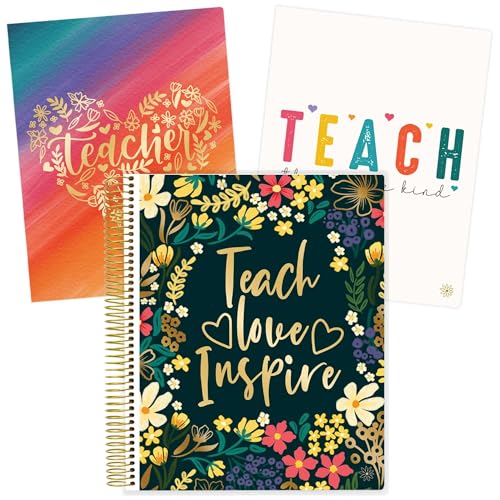 bloom daily planners Undated Academic Year Teacher Planner & Calendar - 7 Period Lesson Plan Organizer Book with Frosted Cover (9" x 11") (Interchangeable Cover) - Bold & Bright