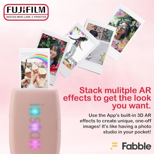 Fujifilm Instax Mini Link 3 Smartphone Printer with Instax Mini Films and Free Bonus Microfiber Cleaning Cloth... (Rose Pink, 2 x Twin Pack (40 Sheets))