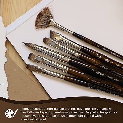 Silver Brush Limited Monza Short Round Oil and Acrylic Paintbrush, Size 10
