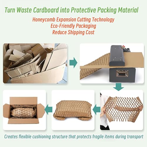 TYXMPH Cardboard Expansion Machine Cardboard Shredder Honeycomb Packing Filler Machine Converts Waste Cartons to Packing Material 325mm Cutting Width for Warehouse Shipping